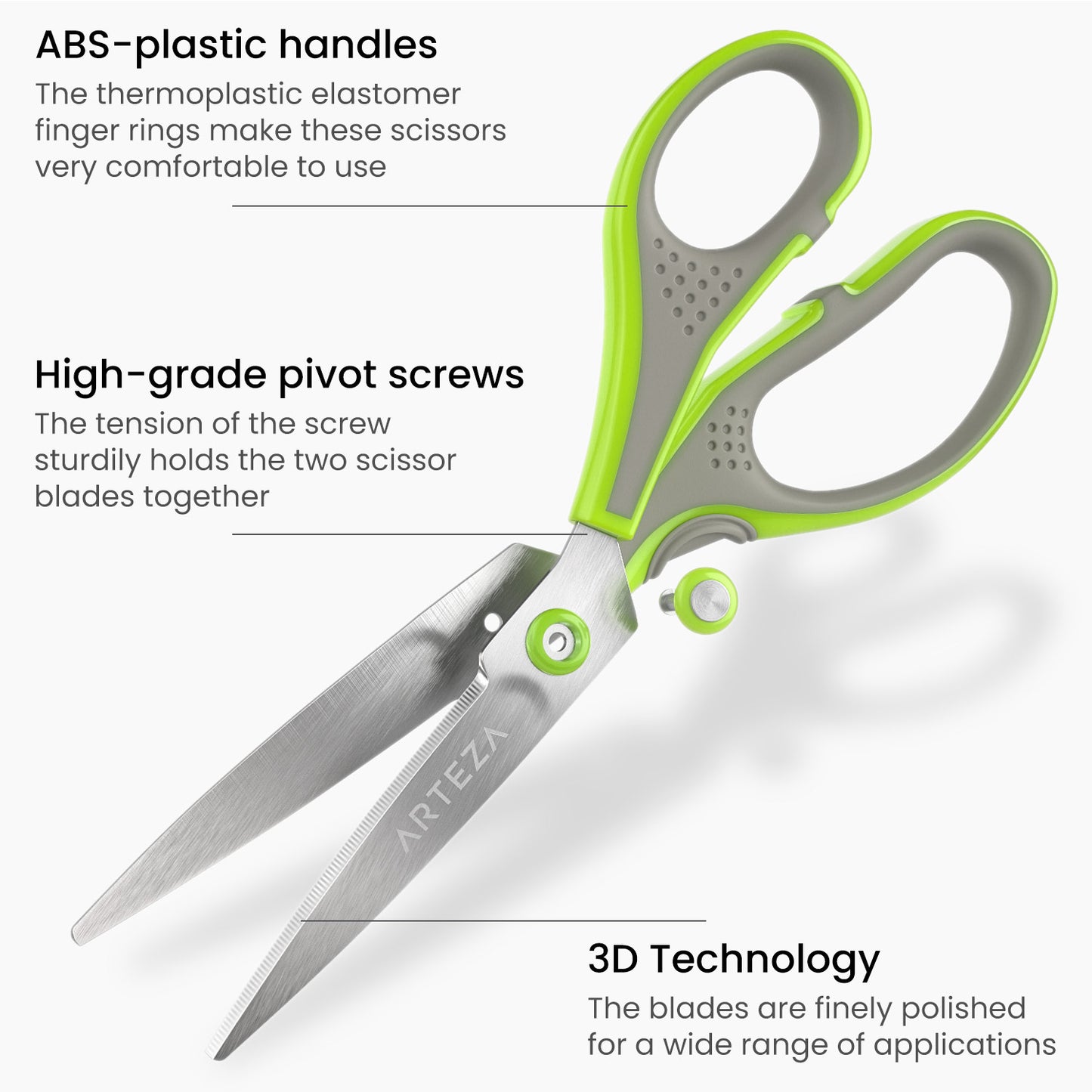 Multi-Pack Size Scissors, Stainless Steel - Set of 3