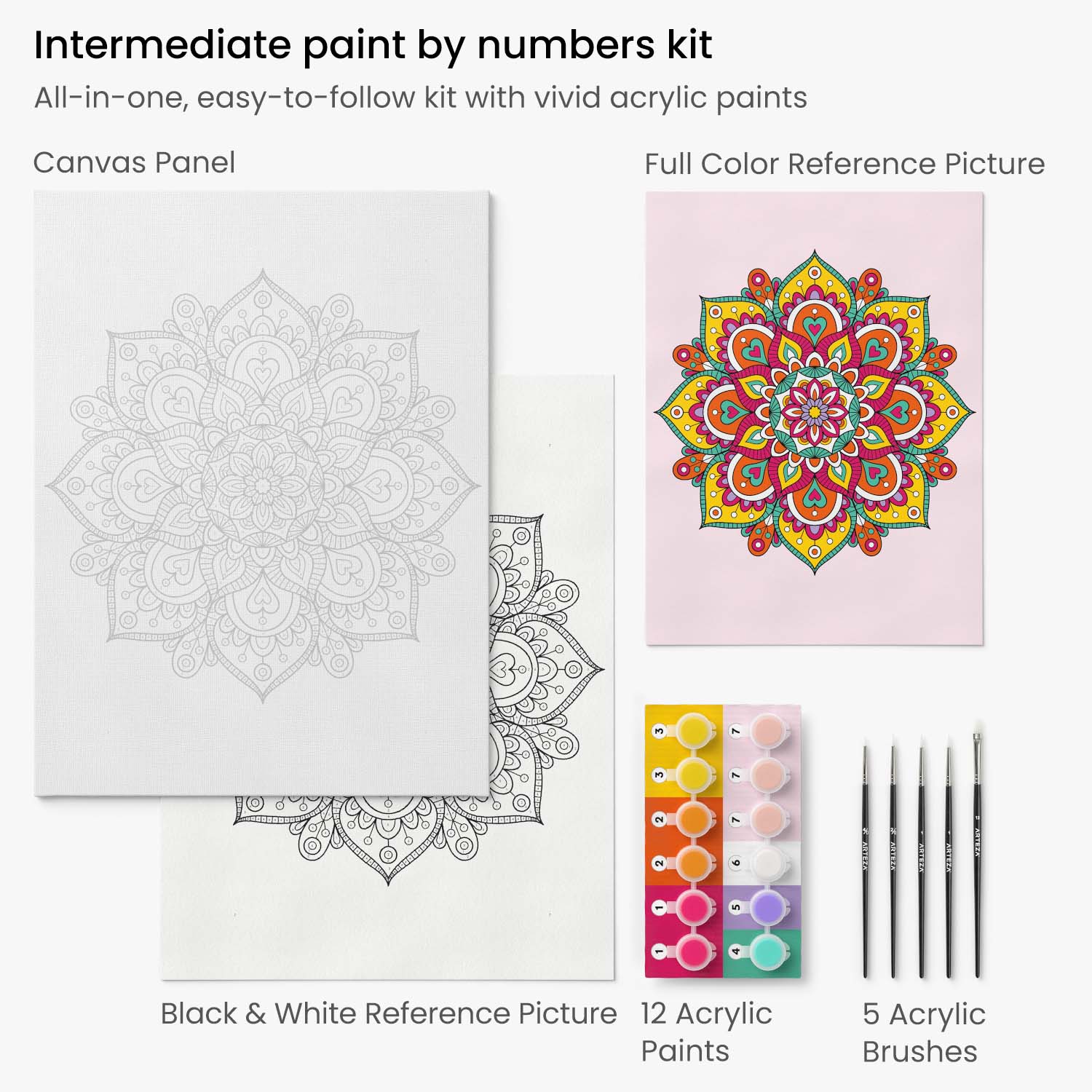 Paint by Number, Mandala - Intermediate Level Kit – Arteza.com