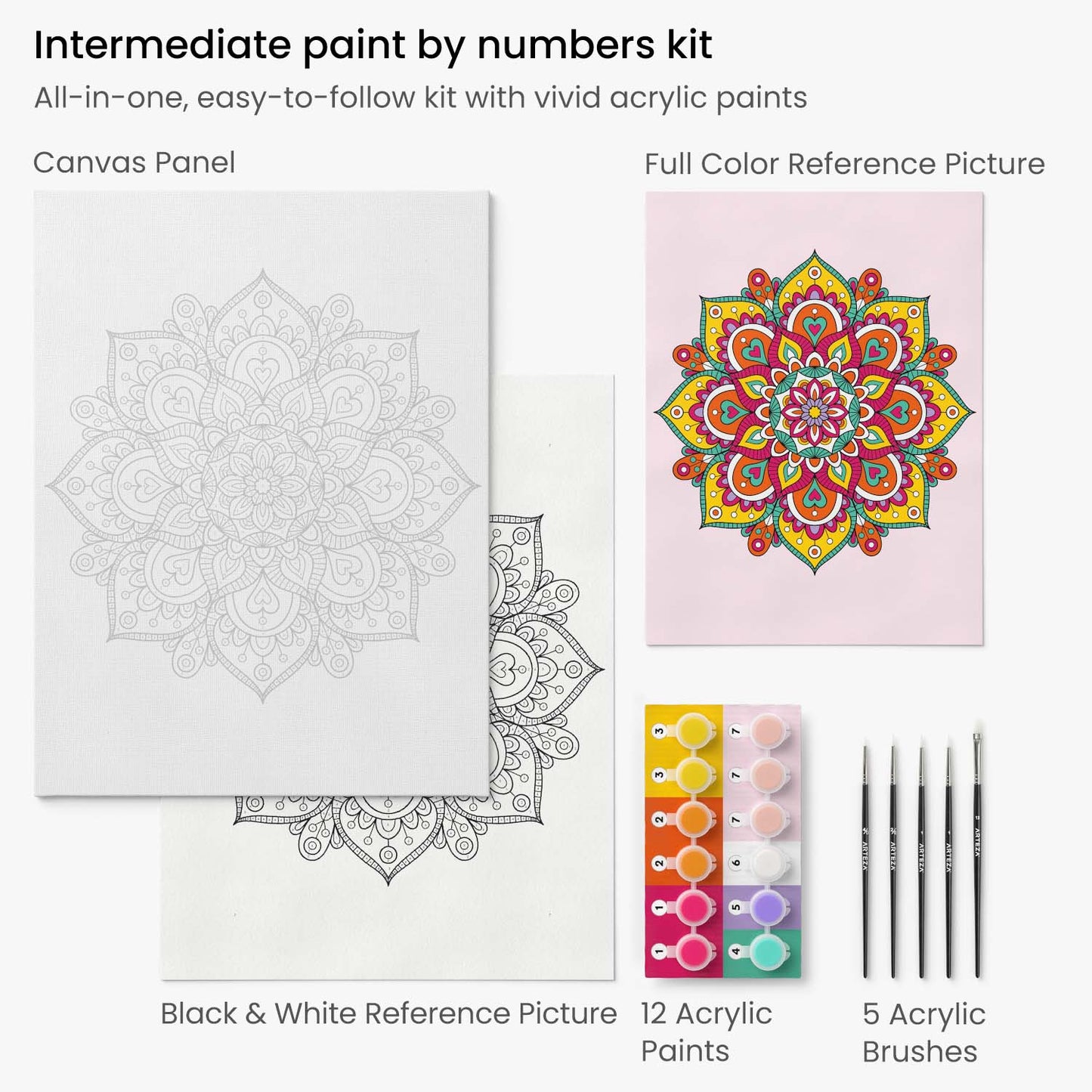 Paint by Number, Mandala - Intermediate Level Kit