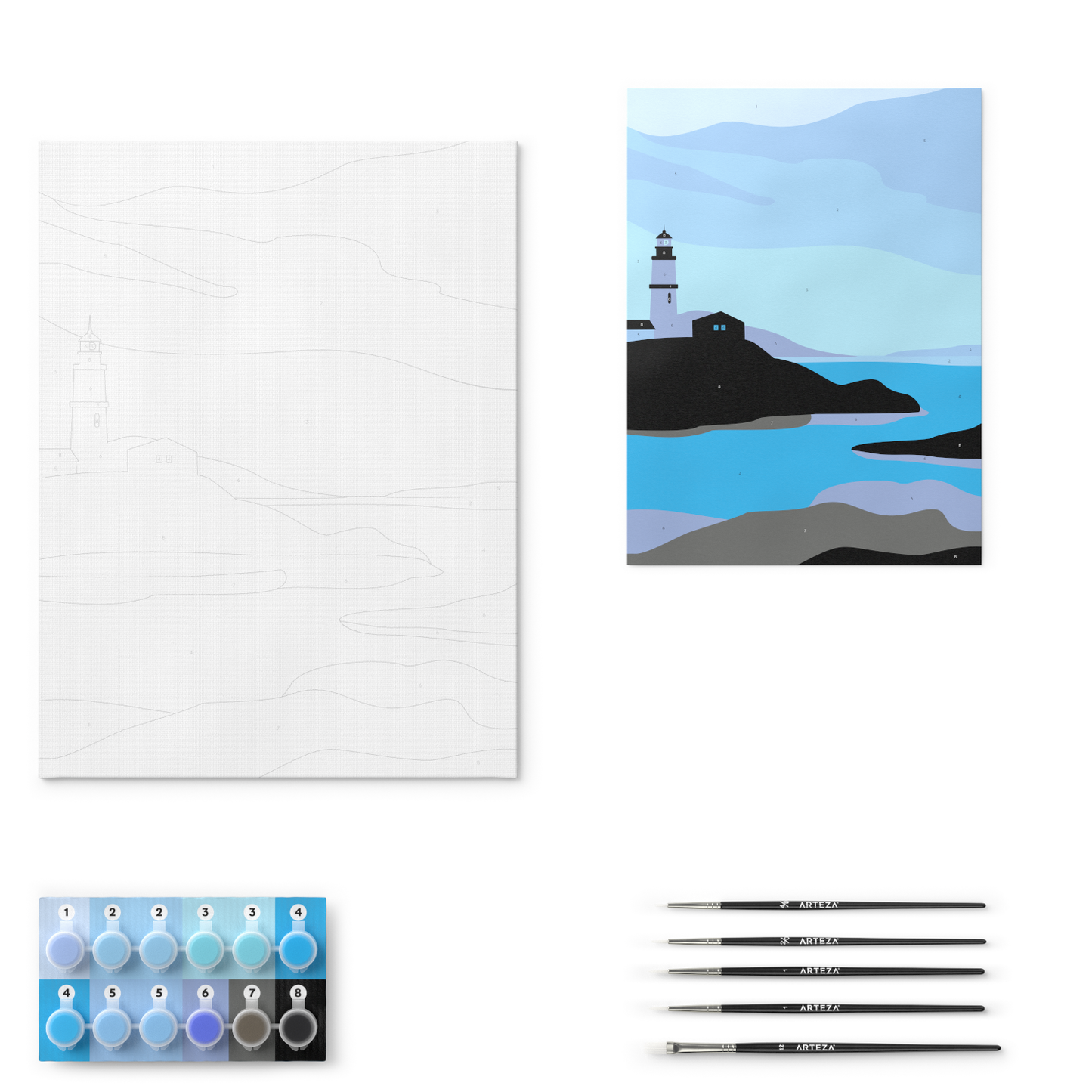 Paint by Numbers, Coastal Landscape - Beginner Level Kit