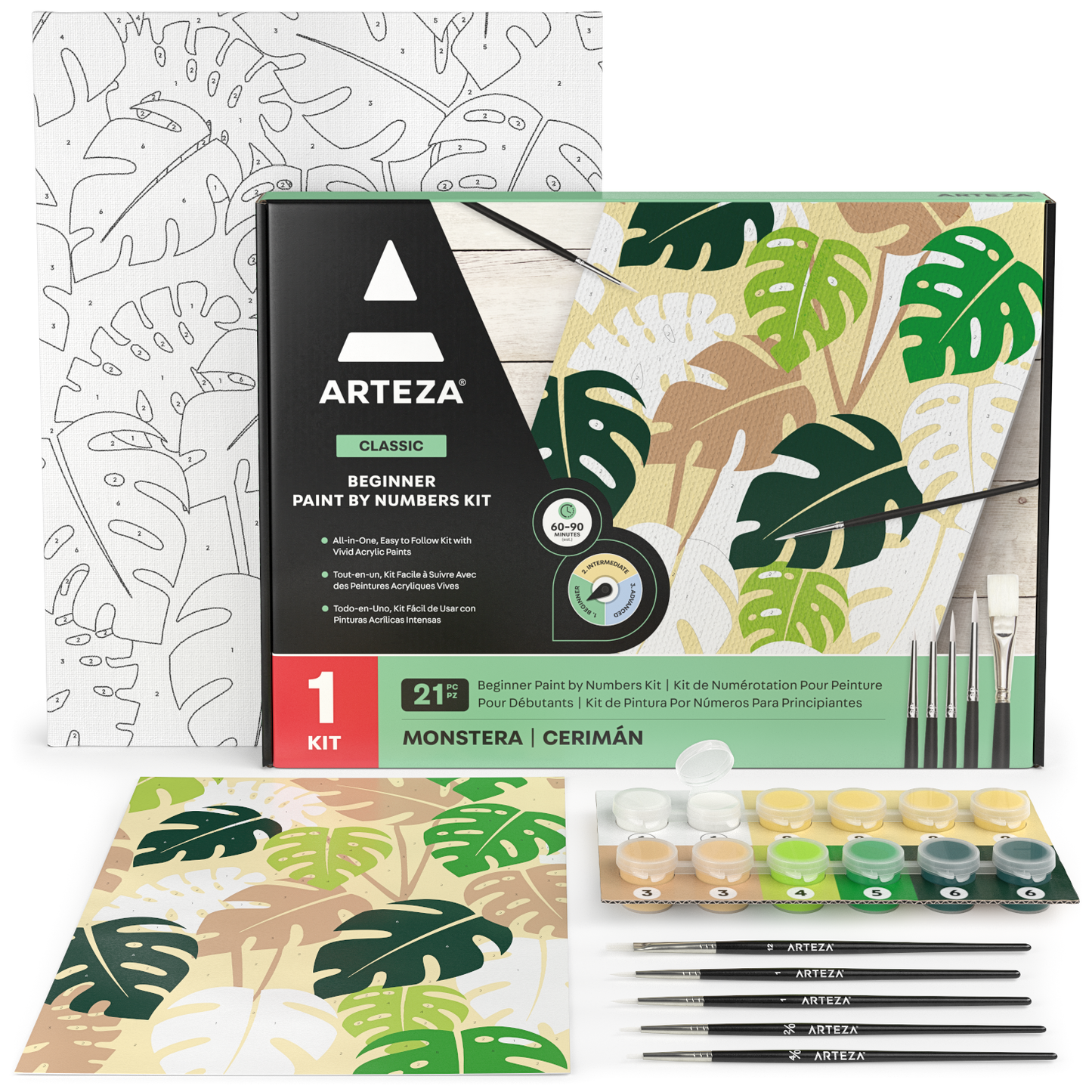 Arteza Collection Floral Paint by Numbers Kit, Unisex Adult Beginner Paint  Set
