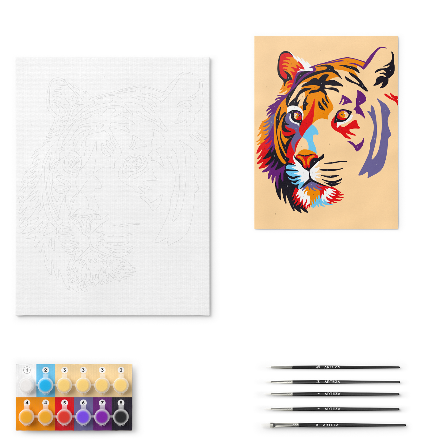Paint by Numbers, Tiger - Beginner Level Kit