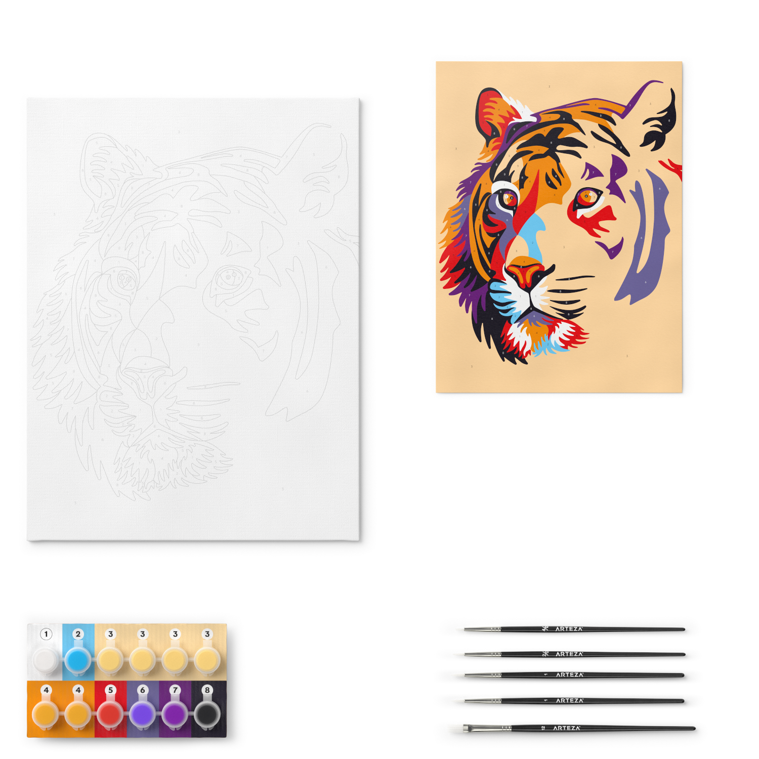 Paint by Numbers, Tiger - Beginner Level Kit