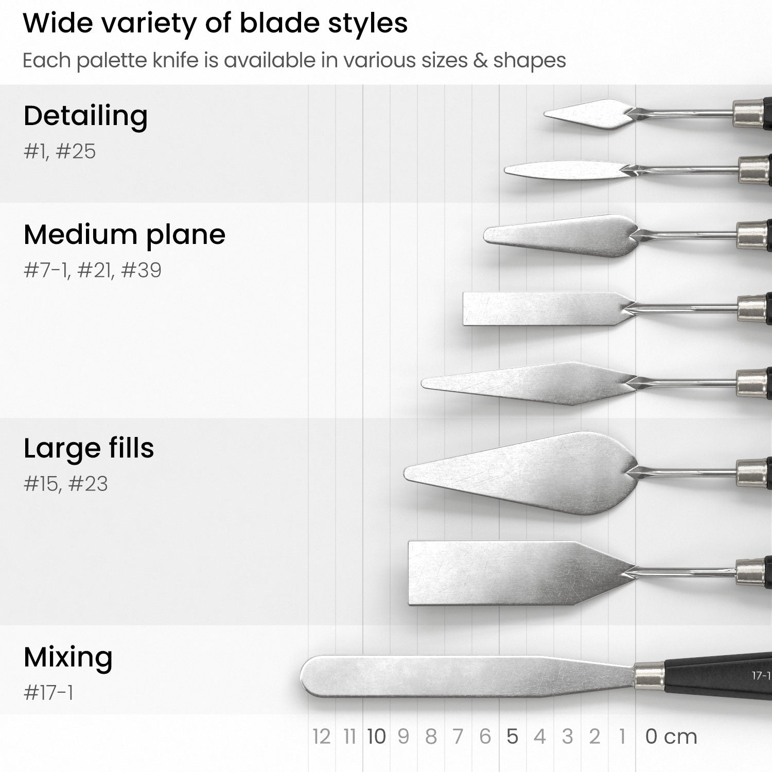  5 Pcs Palette Knives Set with 10 Pcs Painting Brushes