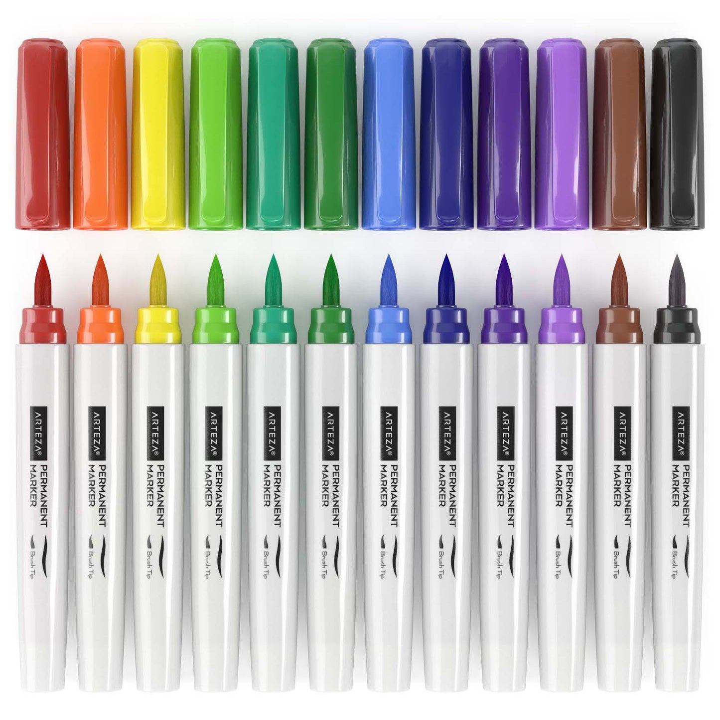 Permanent Marker, Rainbow, Brush & Fine Tip- Set of 24