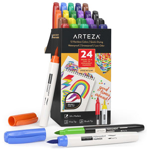 Arteza Permanent Markers, Set of 80, 61 Assorted Colors Paint Pens, Waterproof, Crafts Supplies for Stone, Plastic, Glass, Wo