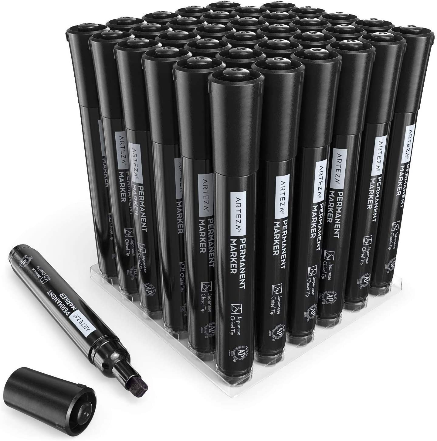 Permanent Markers, Black, Chisel Tip - Pack of 36