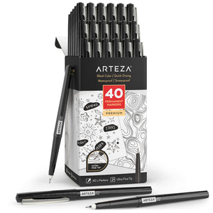 Permanent Markers, Earth Tones, Fine & Brush Tip - Set of 40 | Arteza