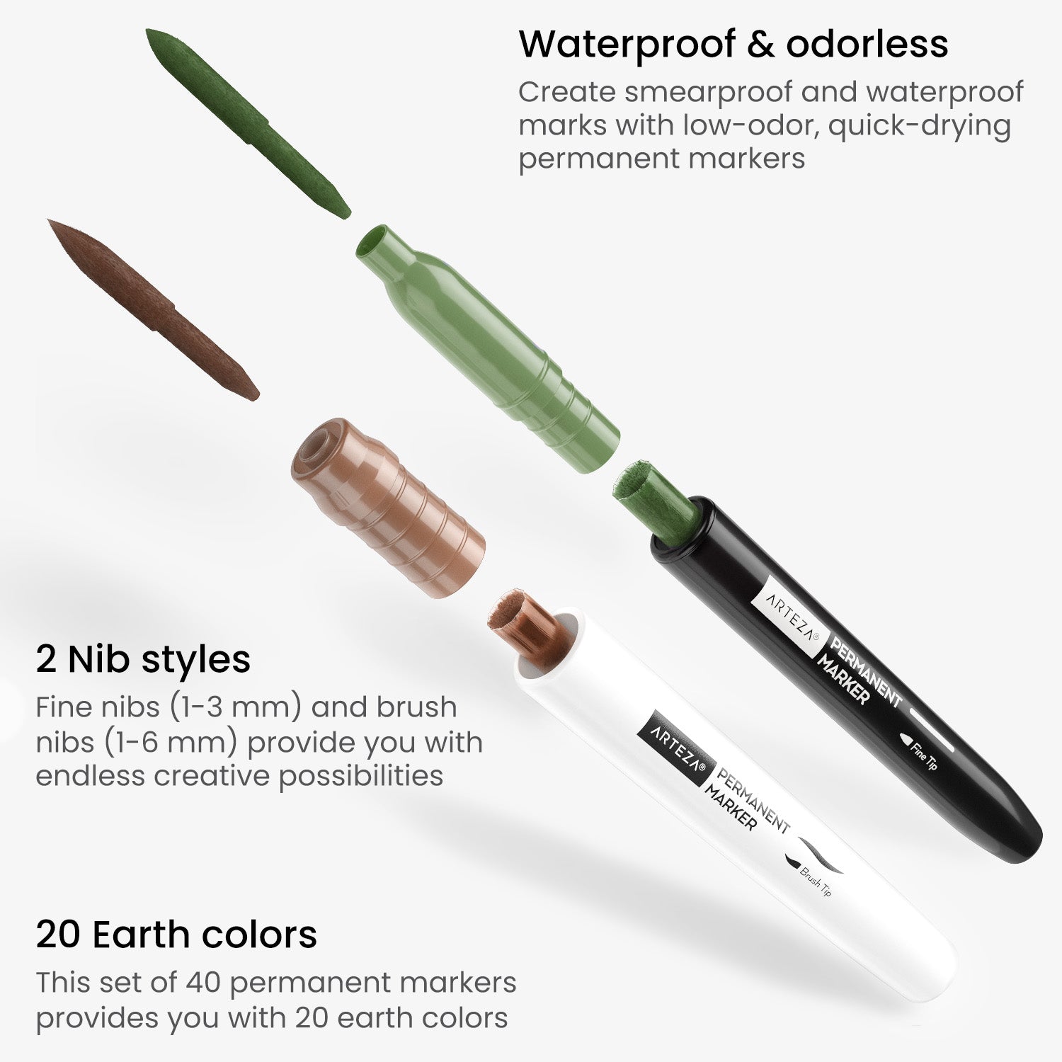 Sharpie Brush Tip Pens, Fine Brush Tip, Black, Dozen