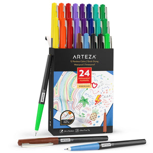 Permanent Markers, Rainbow, Ultra Fine Tip - Set of 24