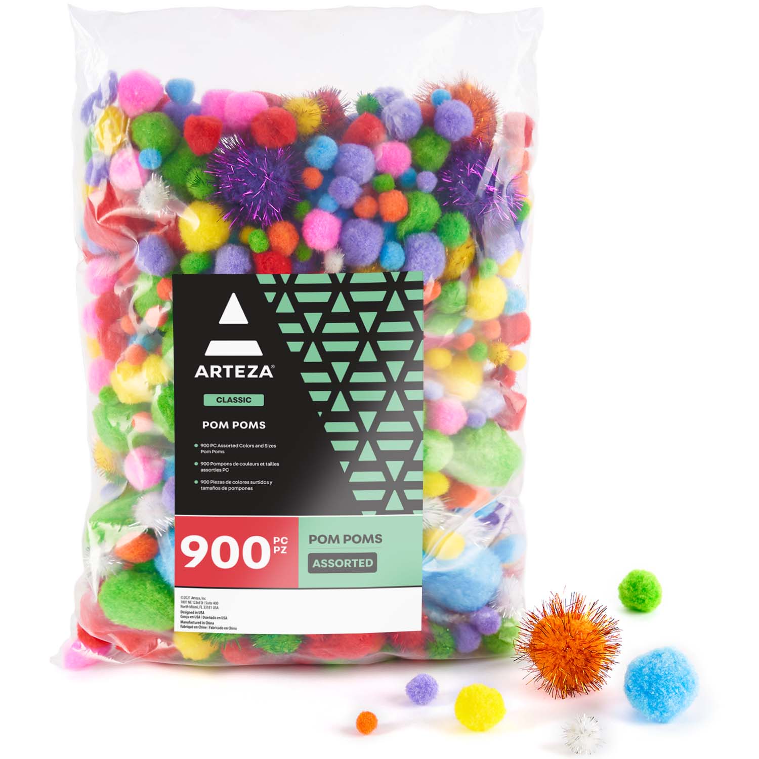 900 PCS Pom Poms, Multicolor Bulk Pom Poms Arts and Crafts, Soft