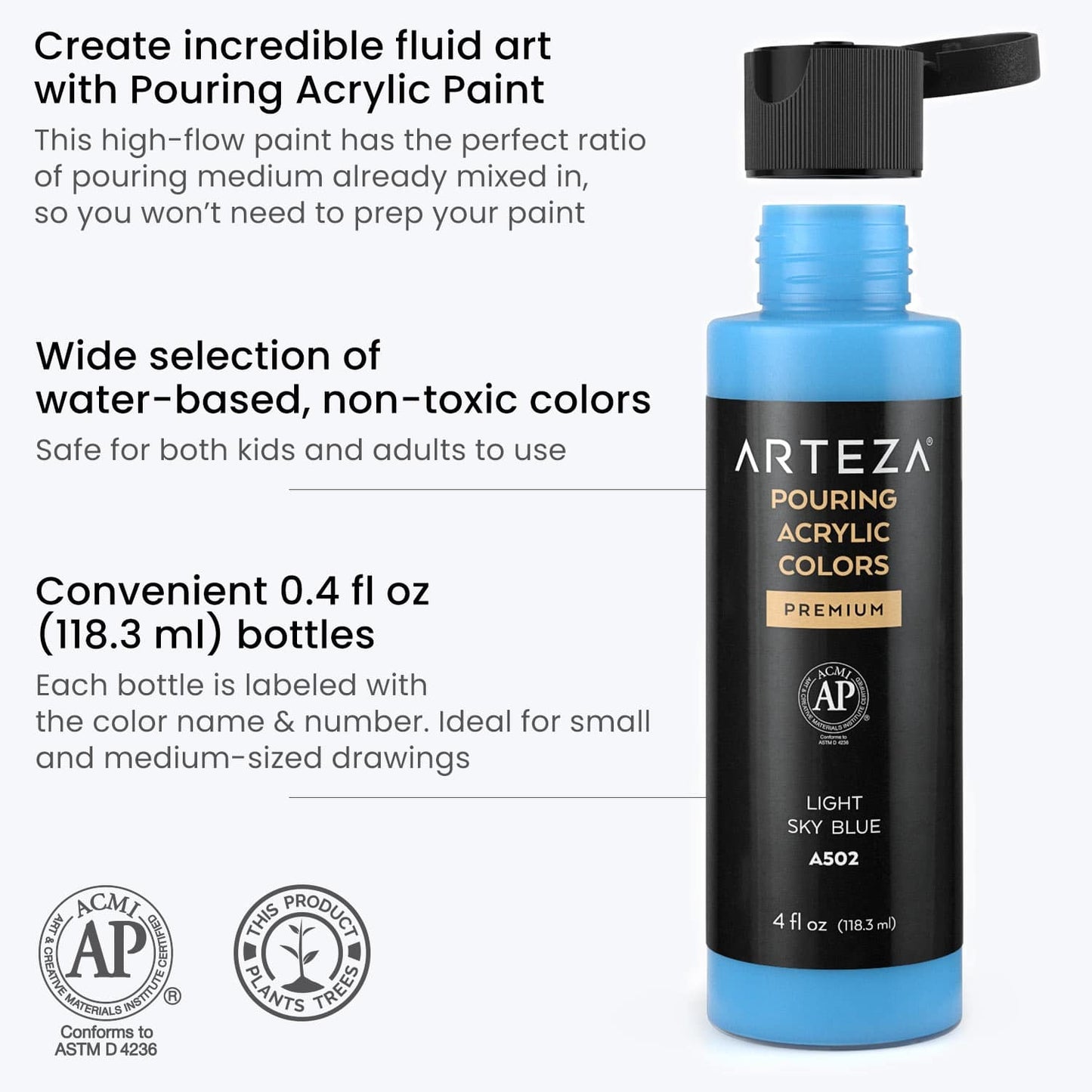 Pouring Acrylic Paint, Pastels, 4oz Bottles - Set of 8