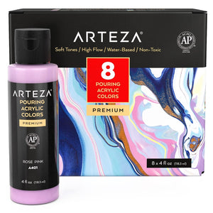 Arteza Iridescent Pouring Acrylic Paint Set, Enchanted Tones, 118ml- 4 Pack