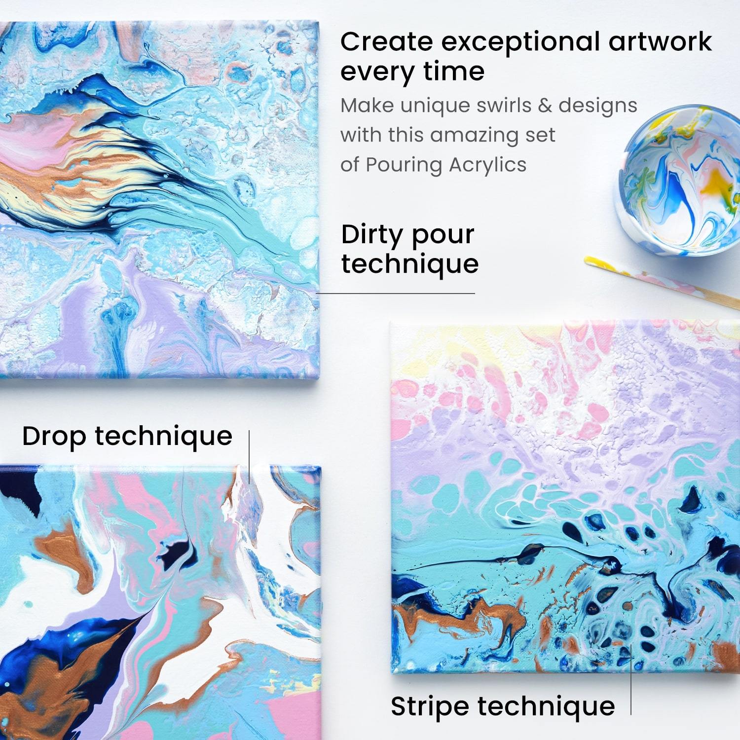 Acrylic Pour Painting: 3 Vibrant Acrylic Pours