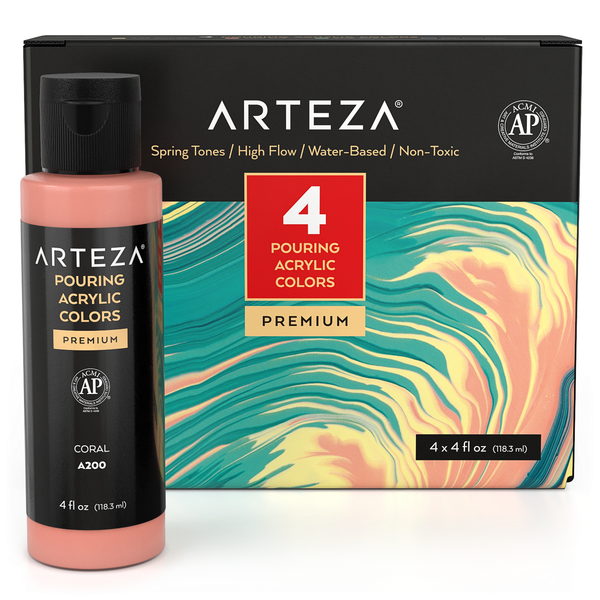 Arteza Acrylic Pouring Paint, Iridescent, Mystic Tones, 118ml Set