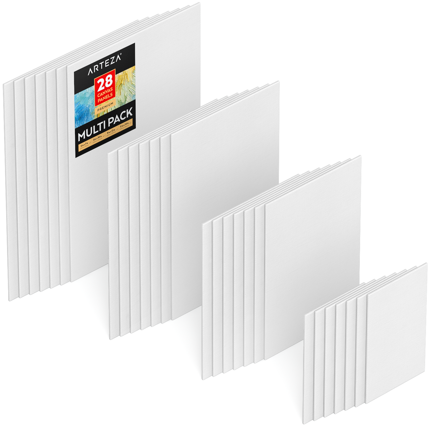 Premium Canvas Panels, Multi-Pack Sizes, Rectangle - Set of 28
