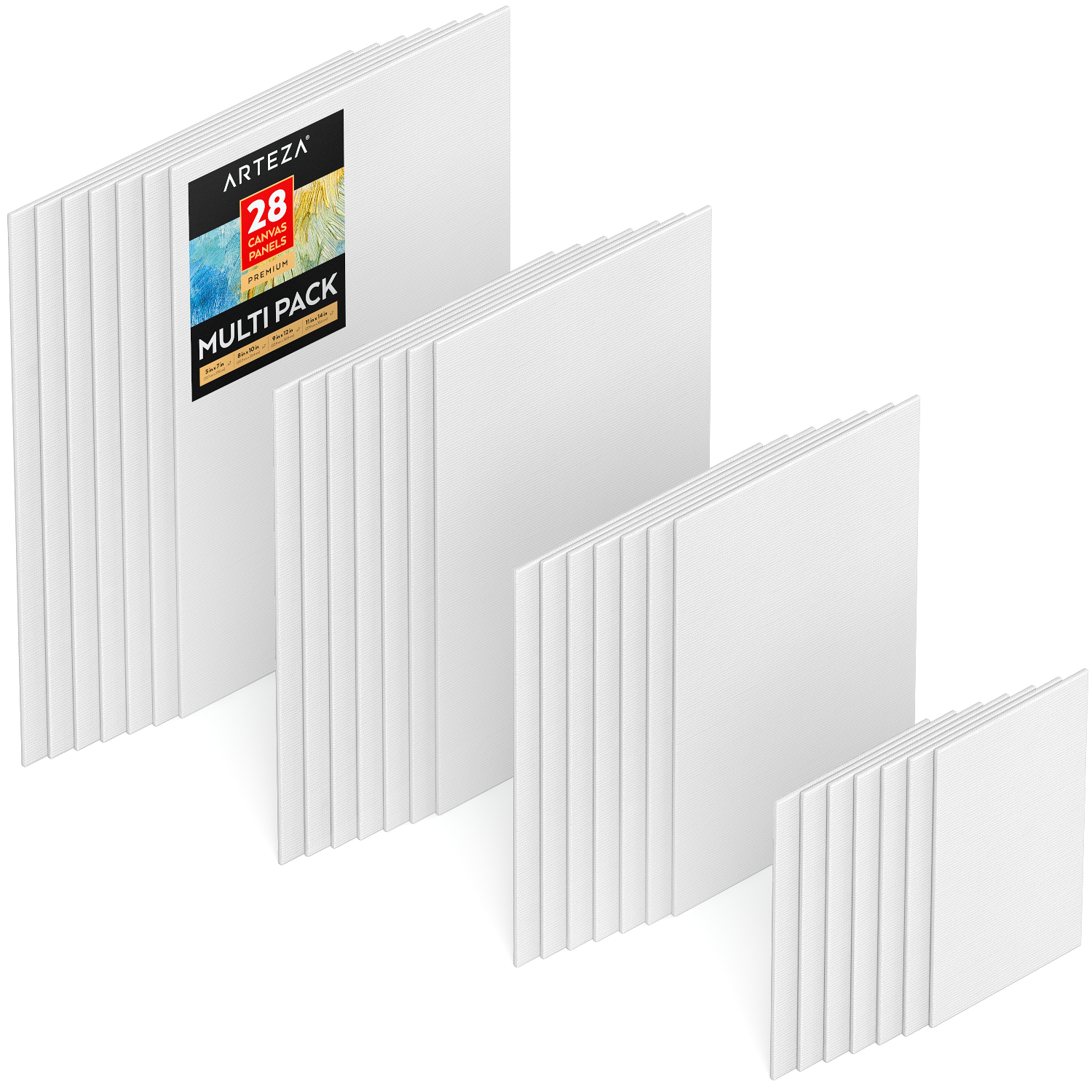  ARTEZA Canvases for Painting, Pack of 14, 11 x 14 Inches, Blank  White Canvas Panels, 100% Cotton, 12.3 oz Gesso-Primed, Art Supplies for  Acrylic Pouring and Oil Painting