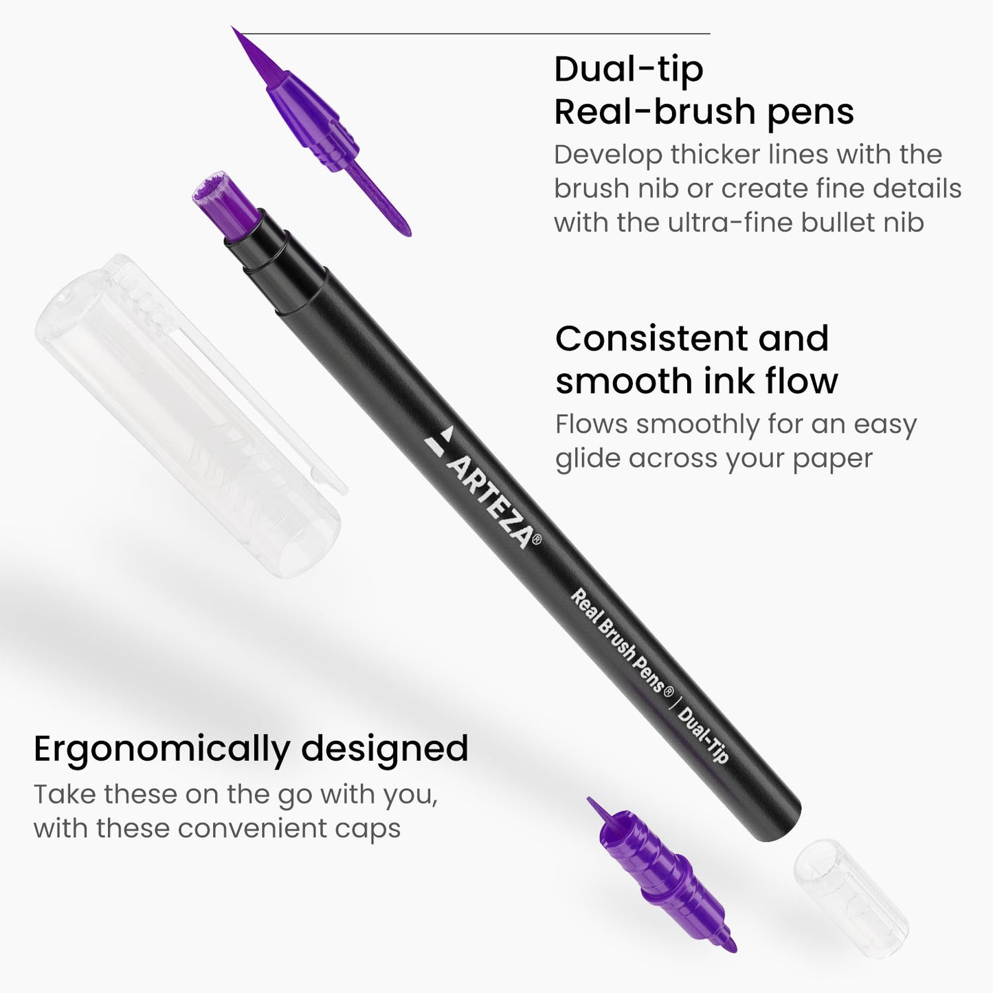 Real Brush Pens®, Ultra Fine & Brush Dual-Tip - Set of 36