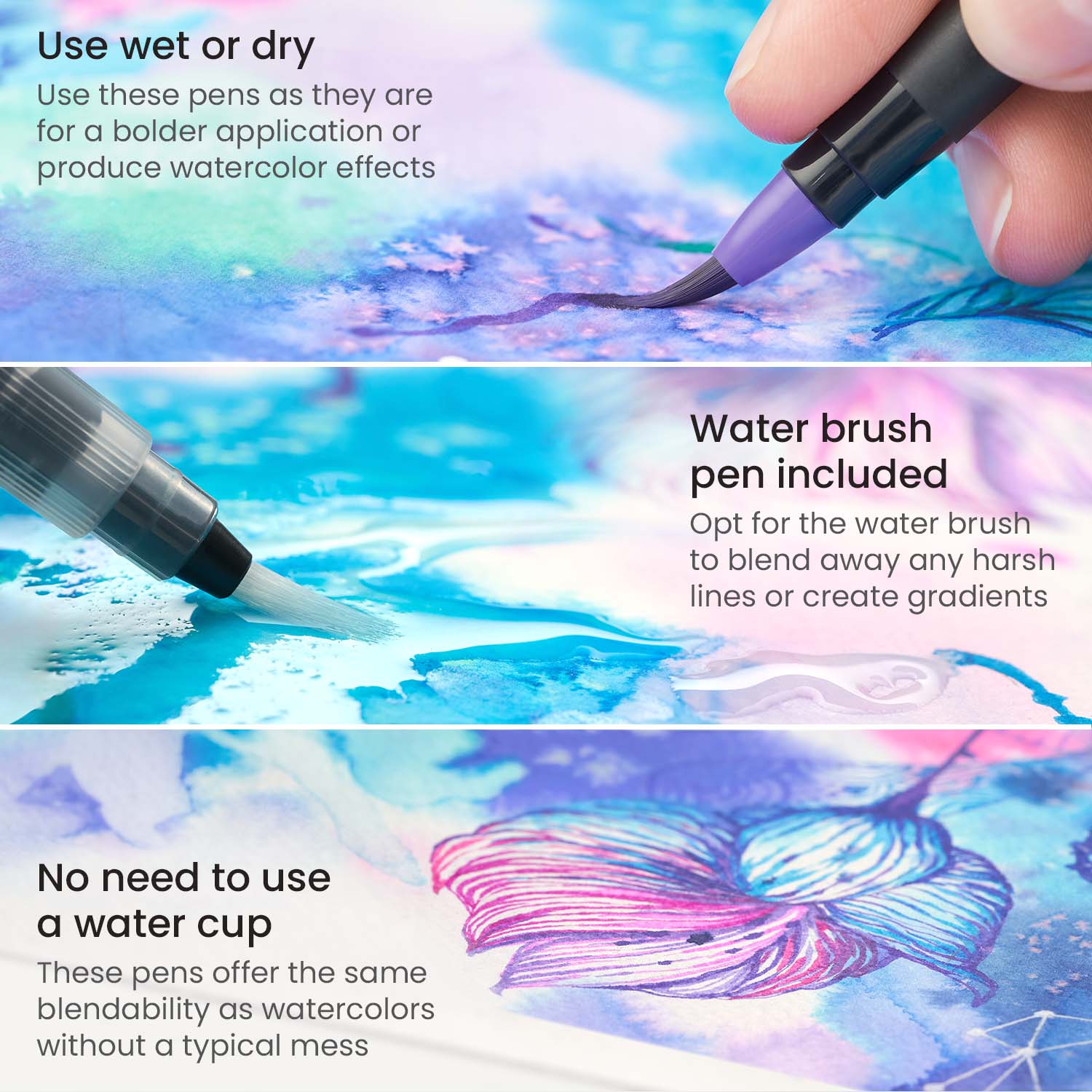 AenArt Dual Brush Marker Pen 36 Color Set Fine Point Art Brush Water Based