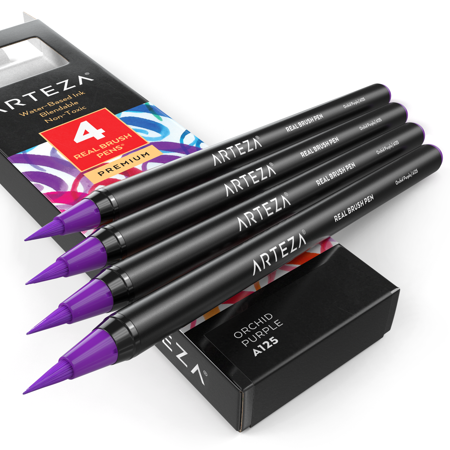 Arteza Disposable Fountain Pens, Pack of 12, Medium 0.9-mm Nib, Smooth-Writing Quick-drying Black Ink Pen, Art Supplies for Professionals, Students, A