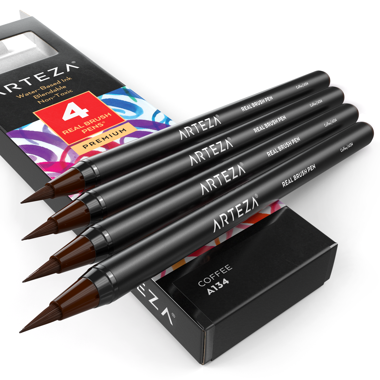 Arteza Real Brush Pens, 48 Colours for Watercolour Painting with Flexible  Nylon