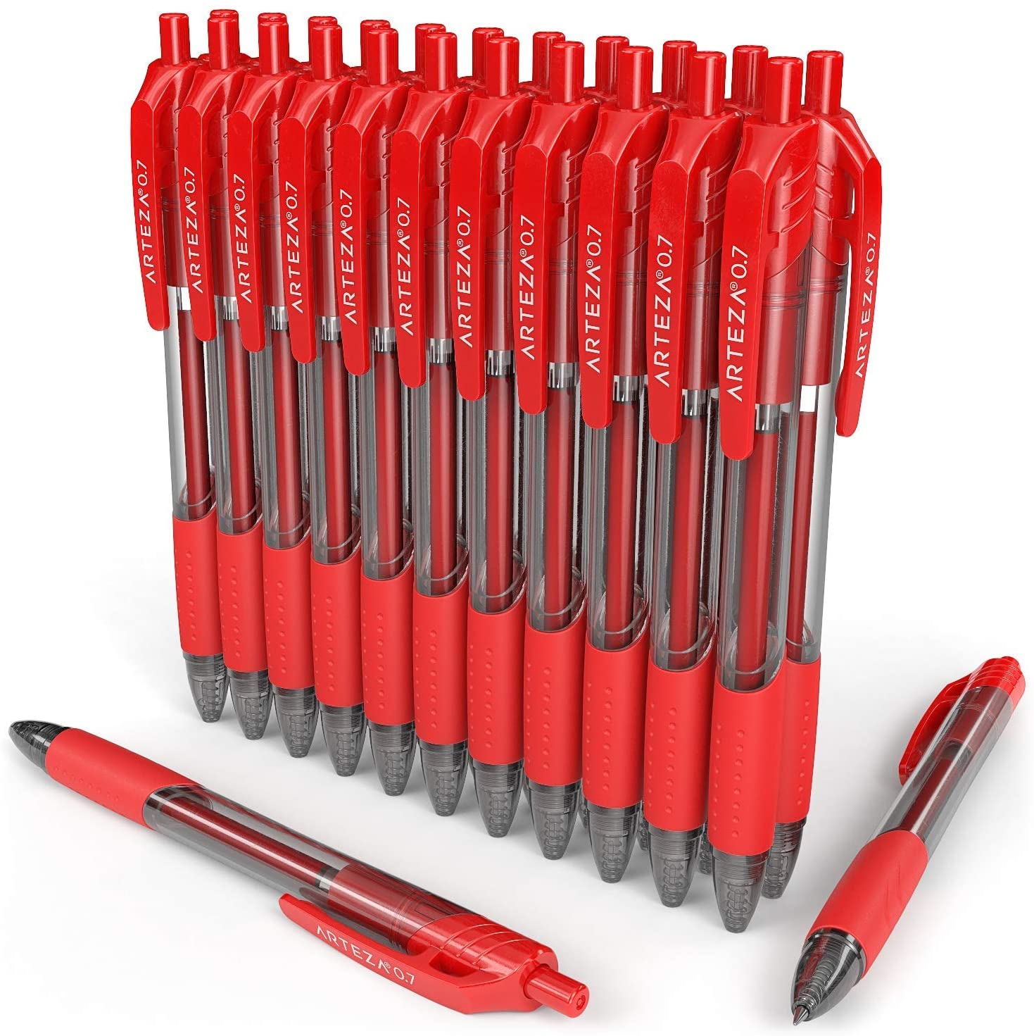 Arteza Retractable Gel Ink Pens Set, Red - Doodle, Draw, Journal - 24 Pack
