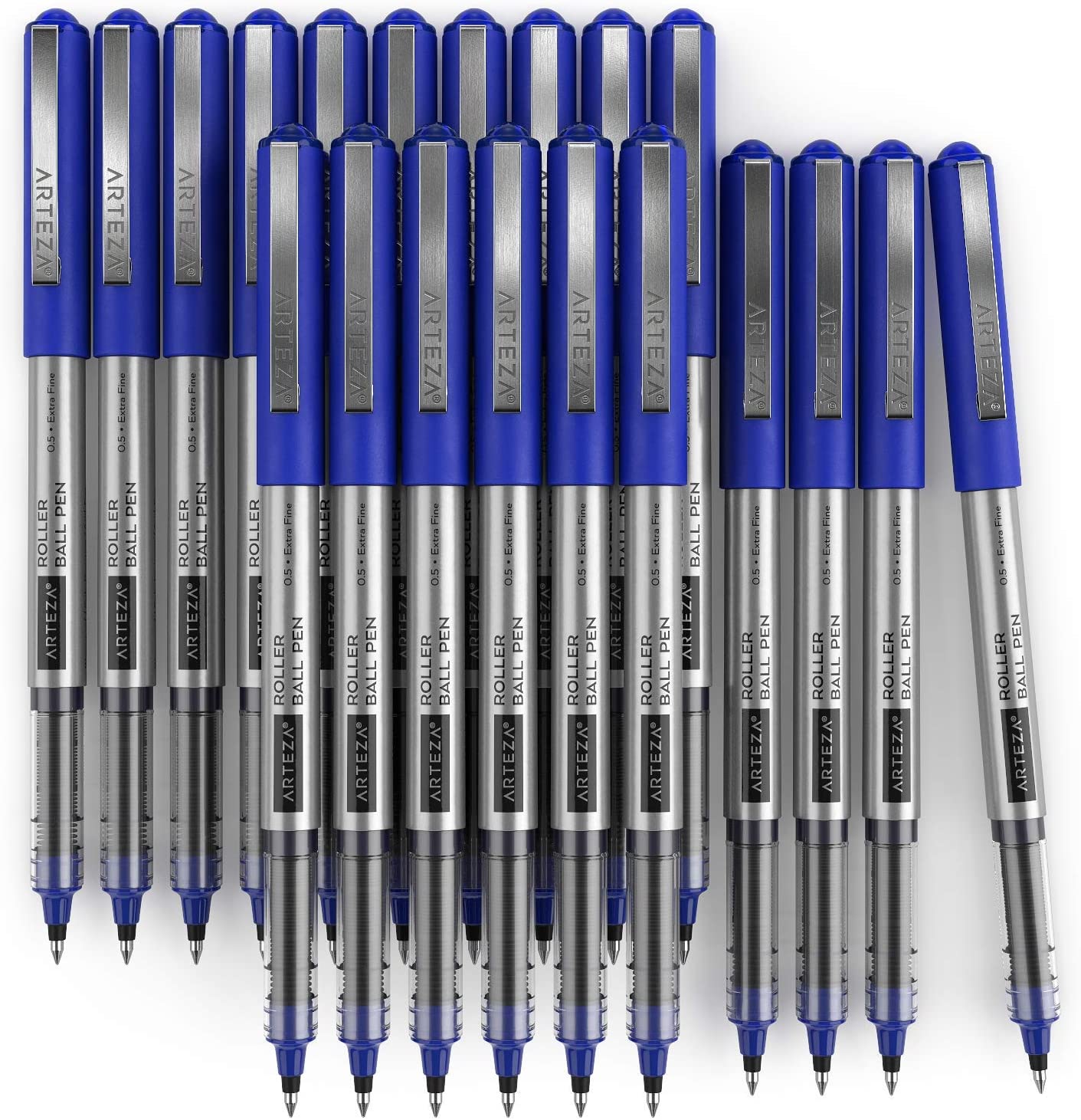 Roller Ball Pens, Blue, 0.5mm Extra Fine Nib - Pack of 20