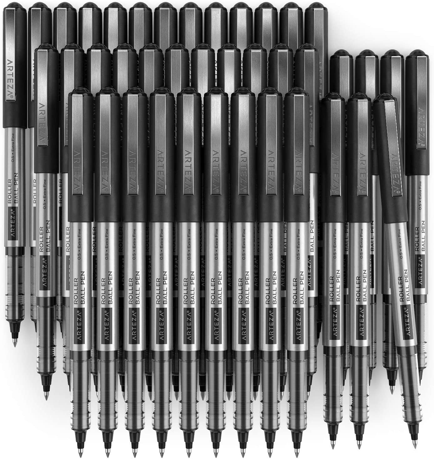 Roller Ball Pens, Black, 0.5mm Extra Fine Nib - Set of 40