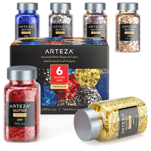 Arteza Fine Glitter, Metallic Colors, 1.5oz Each - Set of 6