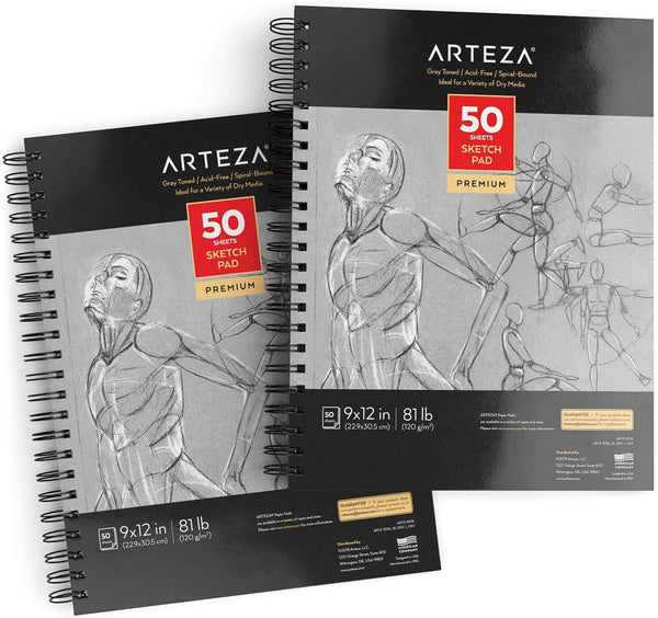 Arteza Sketch Book, 9x12-inch Gray Drawing Pad, 100 Vietnam