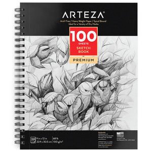 Arteza Sketchbook, Spiral-Bound Hardcover, Blue, 9x12, 200 Pages of  Drawing Paper Each - 2 Pack 