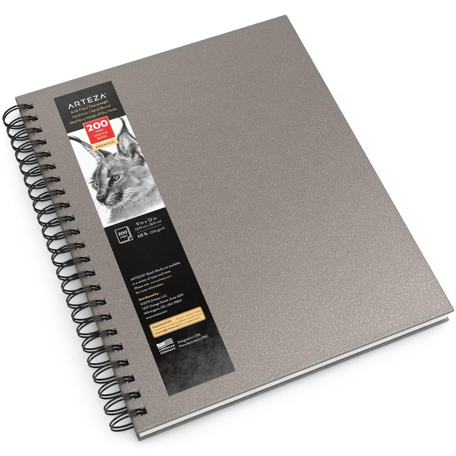 Sketchbook, Spiral-Bound Hardcover, Gray, 9