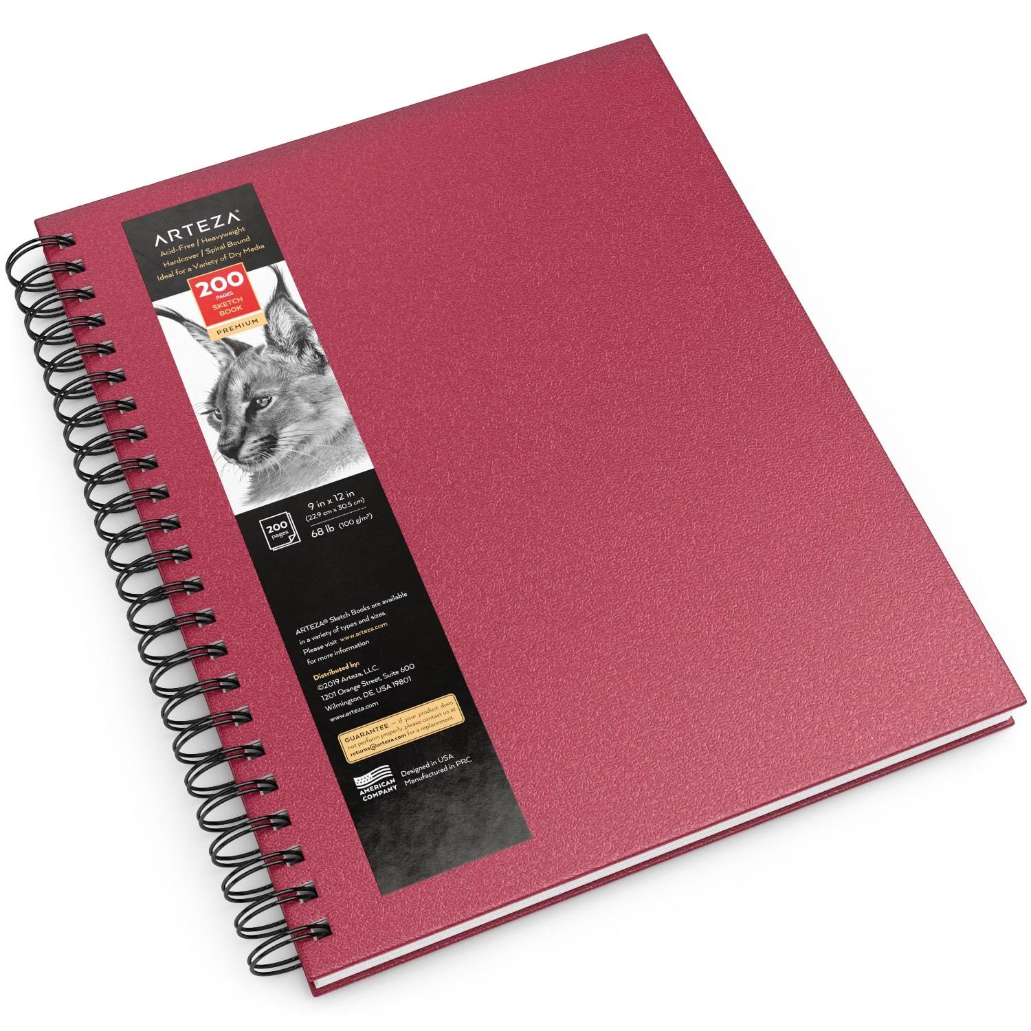 Arteza Sketchbook, Spiral-Bound Hardcover, Pink, 9x12, 200 Pages