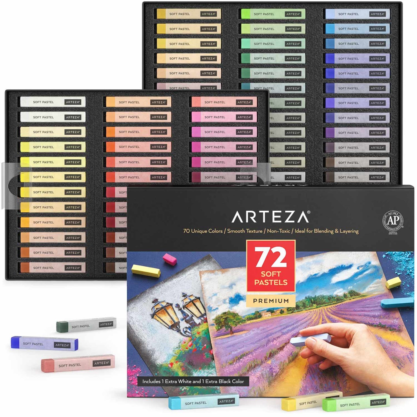  MONT MARTE Soft Pastels Signature 72pc, Set of 72 Assorted  Colored Pastel Sticks, Vibrant and Blendable, Ideal for Art, Craft,  Drawing, Sketching : Arts, Crafts & Sewing