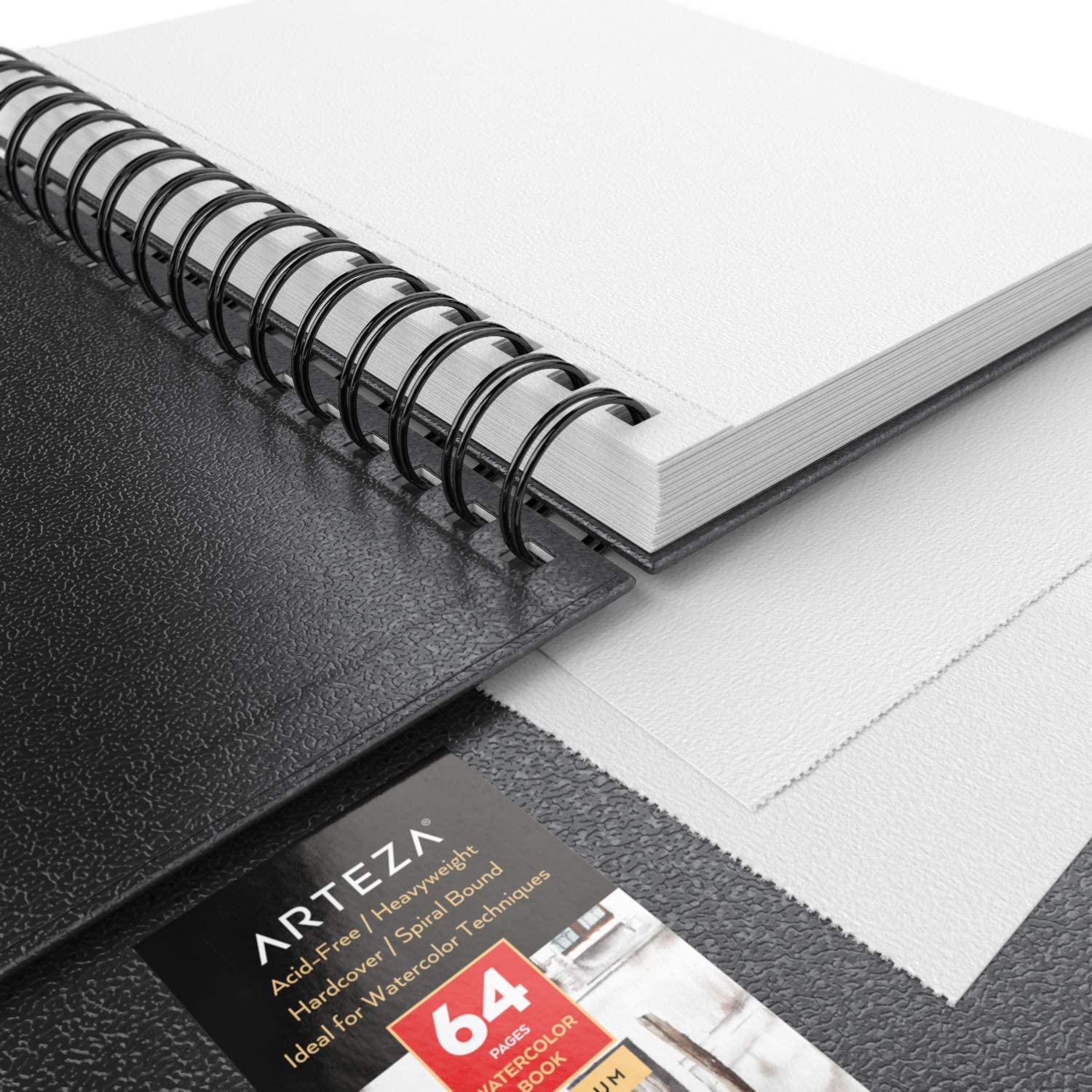 Arteza Watercolor Sketchbook, 8.3 x 5.1 Inches, 76-Page Journal with 110lb  Cold Press Watercolor Paper, Inner Pocket, and Elastic Strap, Art Supplies  for Watercolor and Mixed Media