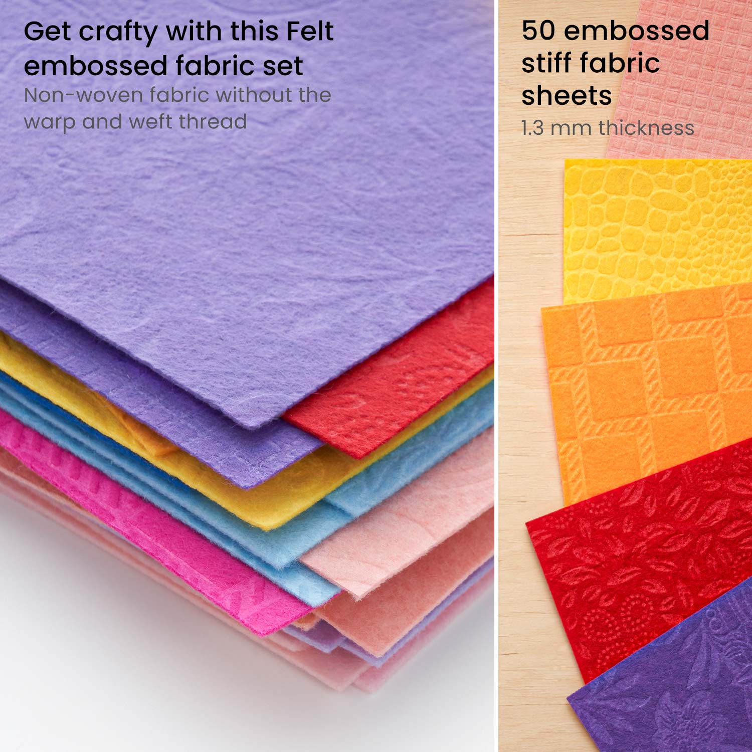 Stiff Felt Fabric, Embossed - Set of 50 –