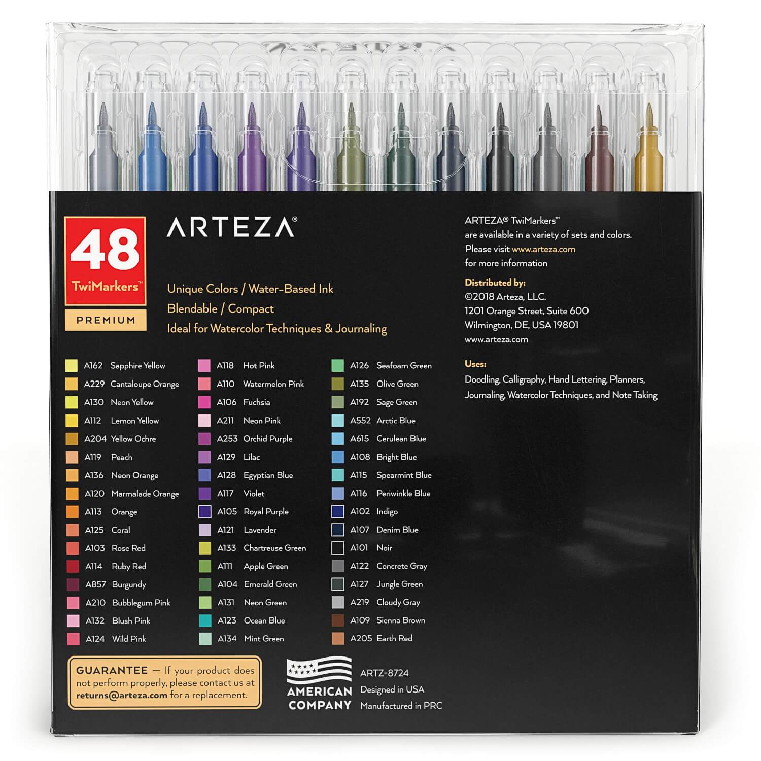 ARTEZA Dual Brush Pens, Set of 48 Colors, Art Markers with Fine & Brush  Tips, Twimarkers for Coloring, Calligraphy, Sketching, Doodling, Art  Supplies