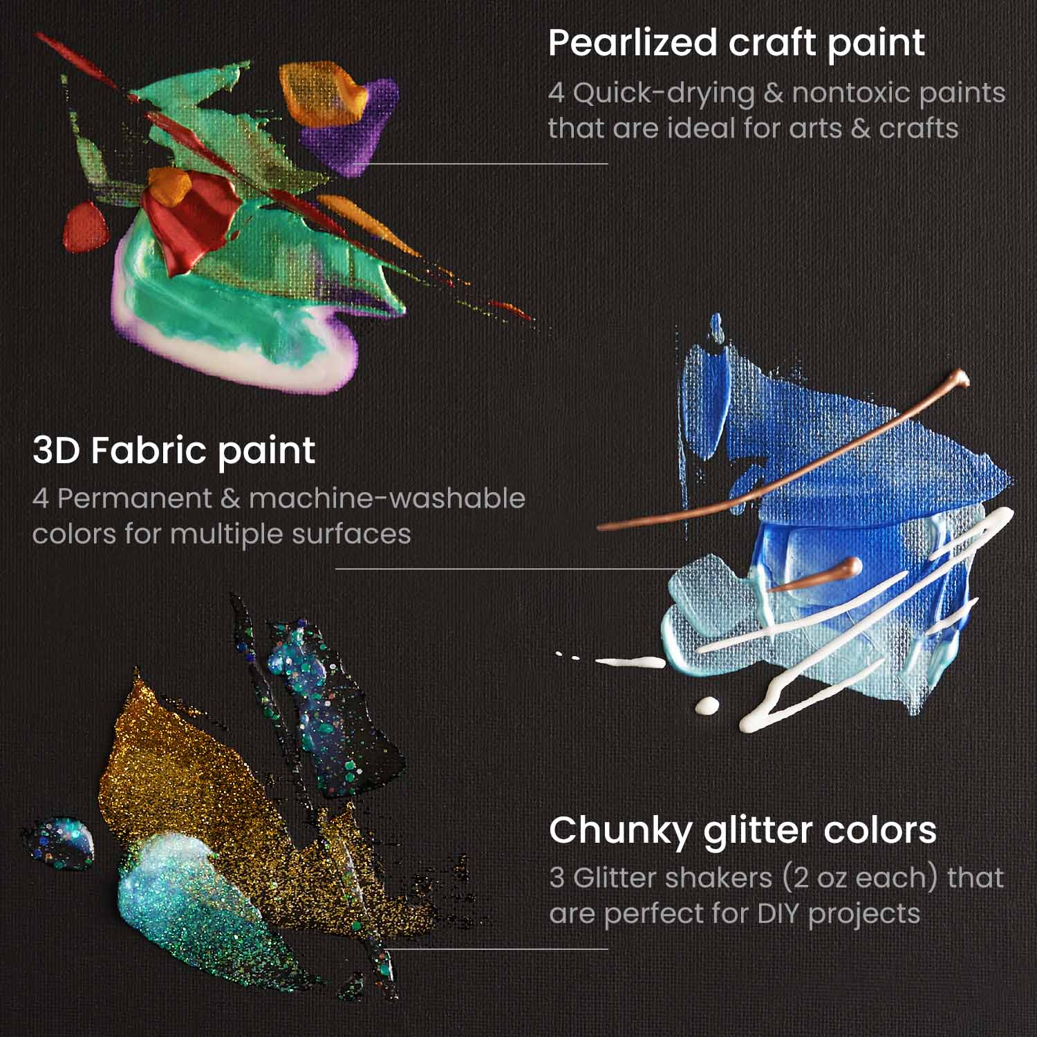 DIY Acrylic Paint Pouring Art Kit with Supplies, Canvases, Glitter