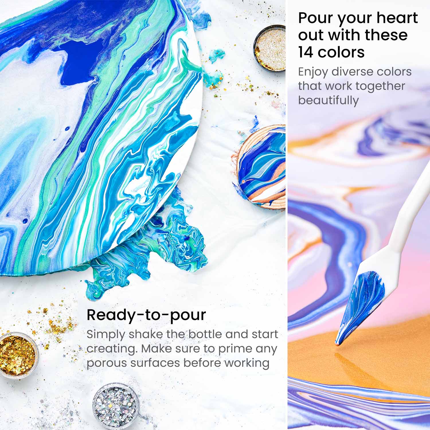 How to Use Glitter Paints in Acrylic Pouring to Create Beautiful