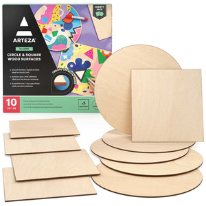 100 PC Set of Unfinished Wood Squares Measure 4 x 4 x 0.1 inch with Bonus Sander | DIY Arts and Crafts Projects, Painting, Woodburning, Signs and More