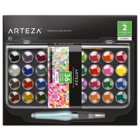Watercolor Painting Set with Brushes and Paint Pens (36 Colors, 8 Pieces)