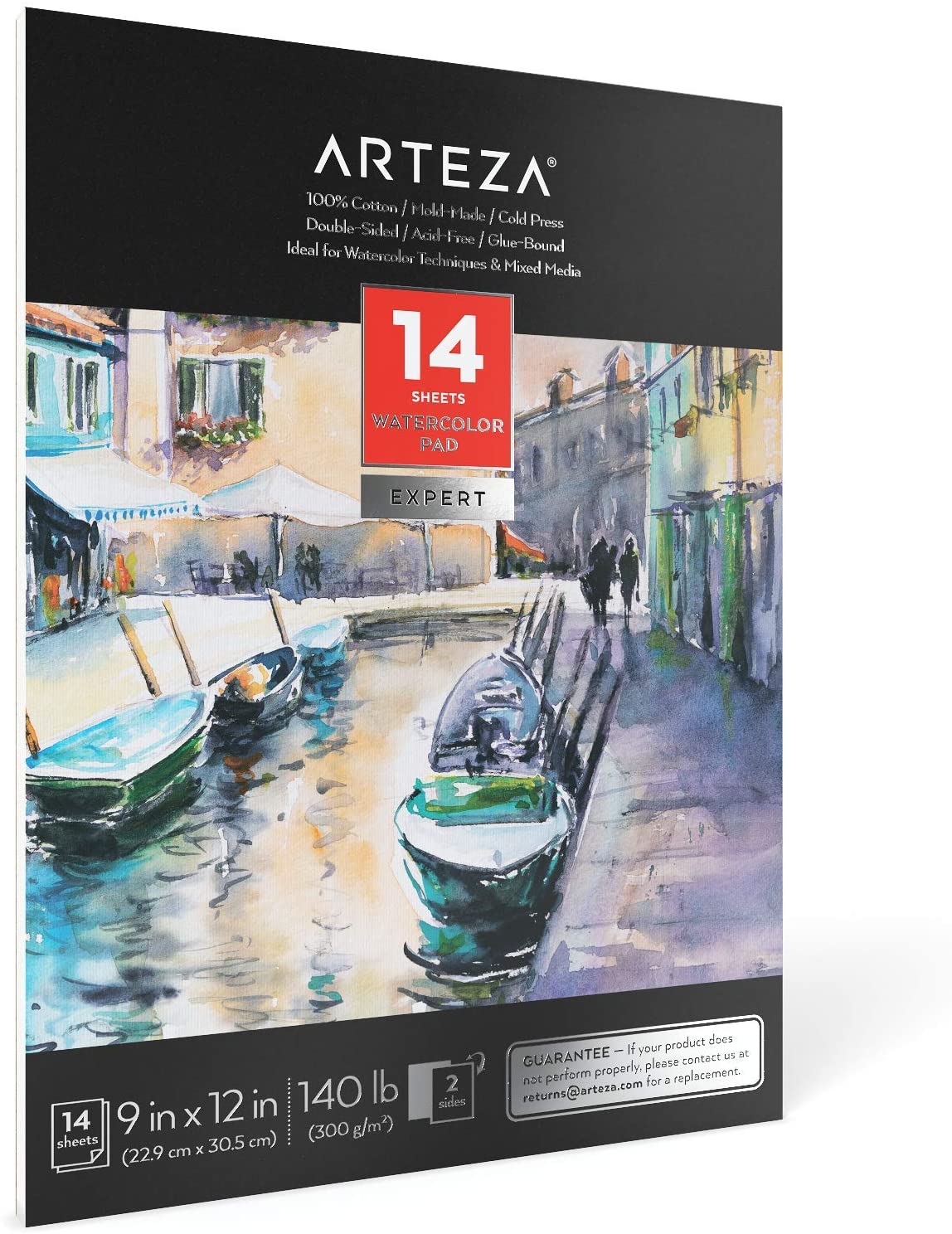 Arteza Hardcover Watercolor Paper Pad, Heavyweight Cold-Pressed Paper,  5.1x8.3, 76 Pages - 2 Pack 