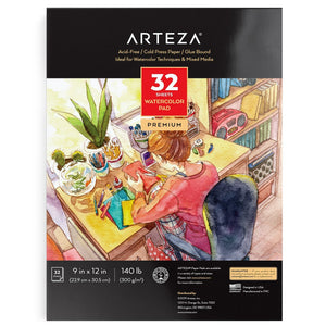 Arteza Watercolor Book, Gray Hardcover, 8 x 12, 64 Pages - Pack of 2