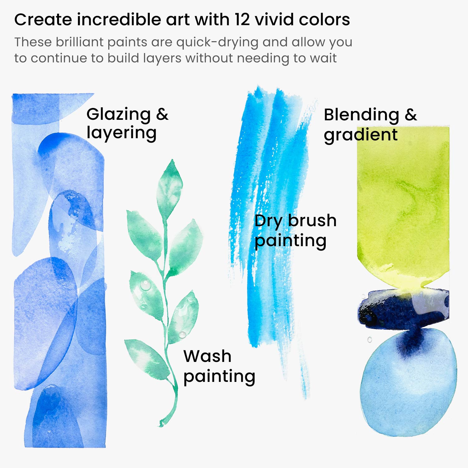 ARTEZA Watercolour Paint Set of Colours in 12 ml Tubes