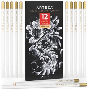 Arteza Drawing Set for Adults, Set of 33 Artist Sketching Tools, 20  Graphite & 4 Charcoal Sketch Pencils, 1 Fineliner, 3 Blenders, 1 Sharpener,  3
