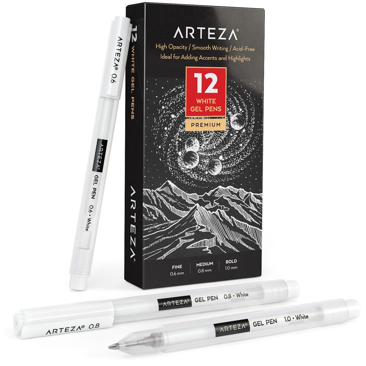 Glitter Gel Pens, Set of 12 Professional Artist Quality Pens, Best