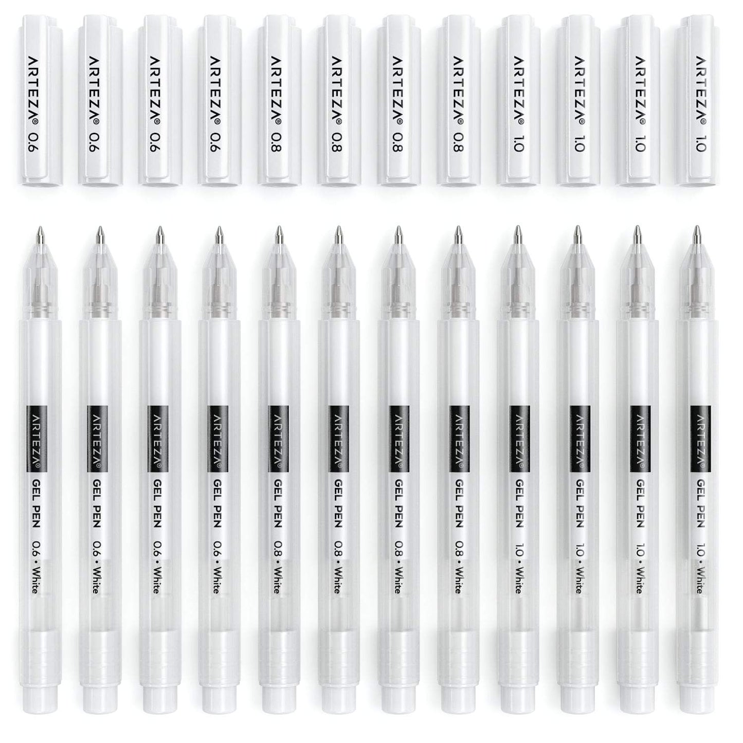 ARTEZA White Gel Pen Set, Pack of 12, White Gel Pens for Artists