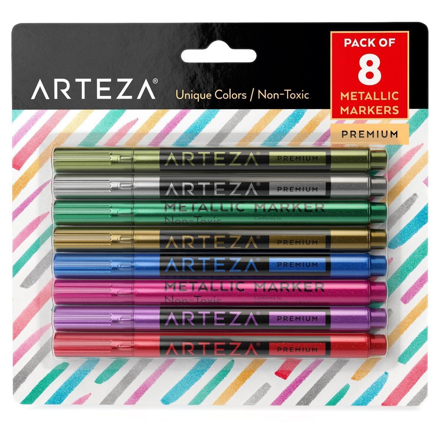 Arteza Wine Glass Metallic Markers - Pens (Set of 8)