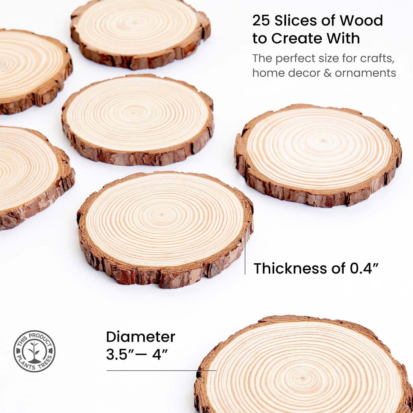 Natural Wood Slices 12 Pcs 3.5-4 Inch Wood Rounds for Crafts