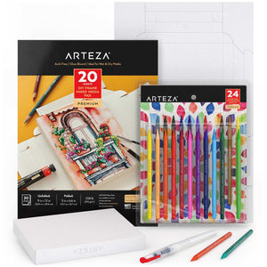 Arteza Sketchbooks (3-Pack) and 12 Graphite Pencils Set Sketching Bundle